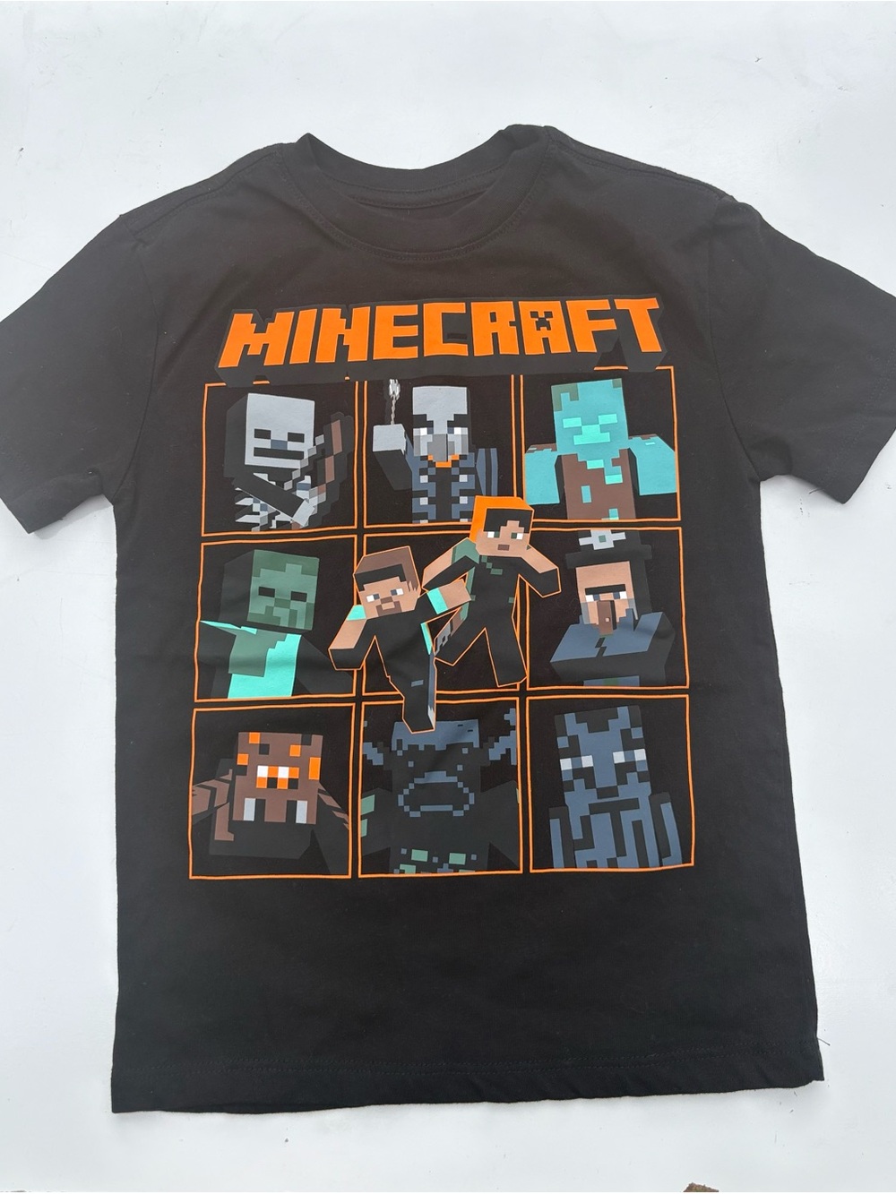 Boys Black & Orange Minecraft Halloween T-Shirt Size SX Short Sleeve